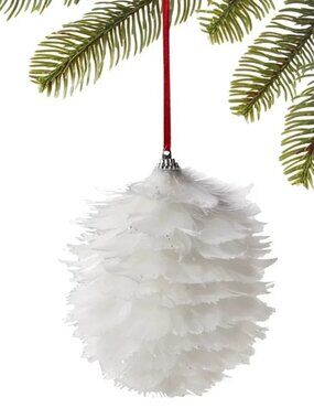 Holiday Lane Northern Lights White Feather Ornament Xmas Tree Winter Decor Snow